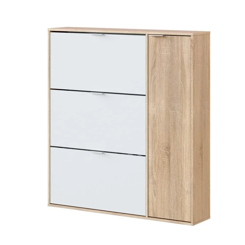 Habitdesign - Scarpiera 4 porte, modello Class, finitura rovere canadese e bianco artik, dimensioni: 106 cm (lunghezza) x...