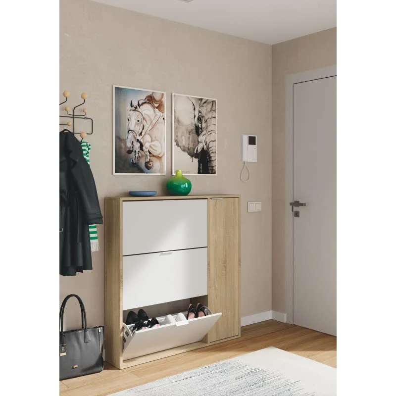 Habitdesign - Scarpiera 4 porte, modello Class, finitura rovere canadese e bianco artik, dimensioni: 106 cm (lunghezza) x...
