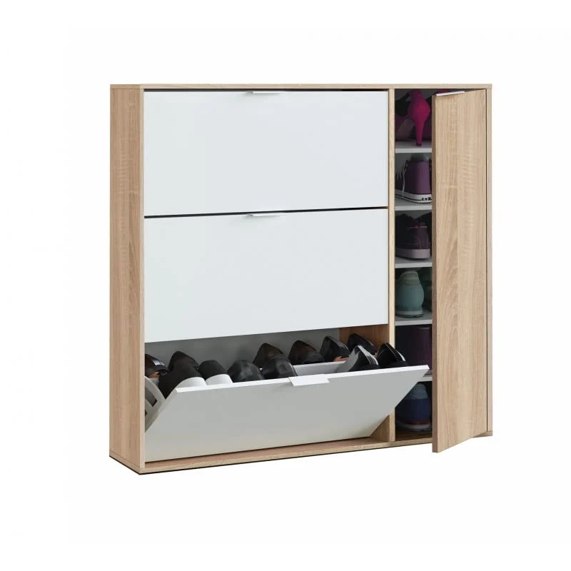 Habitdesign - Scarpiera 4 porte, modello Class, finitura rovere canadese e bianco artik, dimensioni: 106 cm (lunghezza) x...