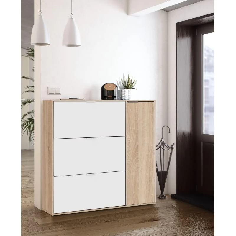 Habitdesign - Scarpiera 4 porte, modello Class, finitura rovere canadese e bianco artik, dimensioni: 106 cm (lunghezza) x...