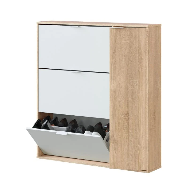 Habitdesign - Scarpiera 4 porte, modello Class, finitura rovere canadese e bianco artik, dimensioni: 106 cm (lunghezza) x...