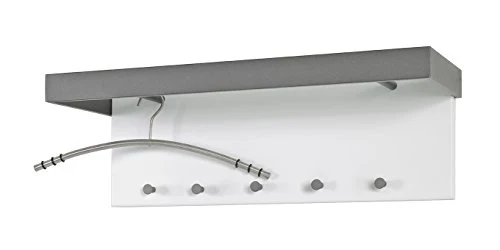 Haku Möbel 13849 Appendiabiti da Parete, Acciaio, Antracite-Bianco, T 25 x B 70 x H 23 cm