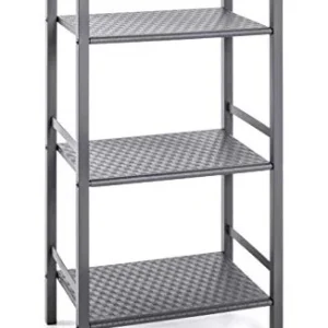 HAKU Möbel Scaffale Acciaio Tubolare Verniciato Polvere Grigio, 3 Ripiani Metallo