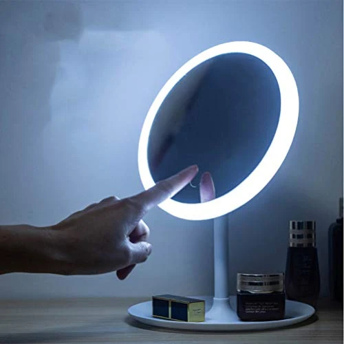 HEMOTON Specchio per Il Trucco USB Ricaricabile Illuminato Vanità 3 modalità di Colore Ingrandimento Rotazione di 90 Gradi...