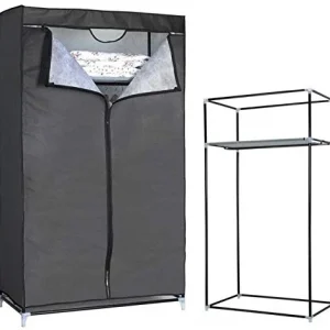 HERSIG - 59452, armadio tela con mensola tela per biancheria, 160 x 88 x 45 cm