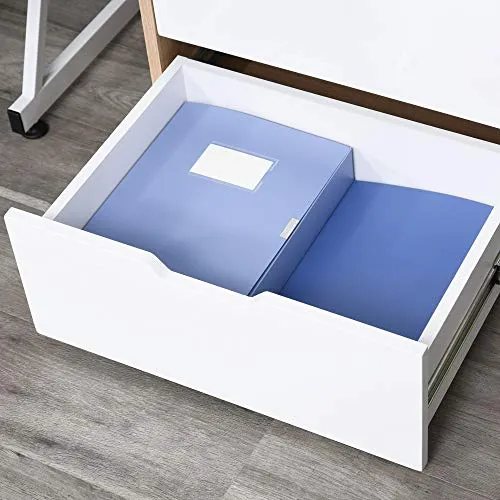 homcom Mobile Cassettiera Portaducomento Ufficio con 3 Cassetti, Arredamento moderno per Casa e Studio, Bianco