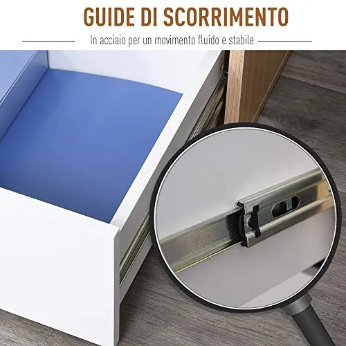 homcom Mobile Cassettiera Portaducomento Ufficio con 3 Cassetti, Arredamento moderno per Casa e Studio, Bianco