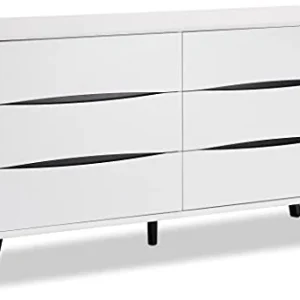 Ibbe Design Cassetti Armadietto Cassettiera Bianco Nero Credenza con 6 Cassetti di Stile Moderno Scandinavo Lyon per Soggi...