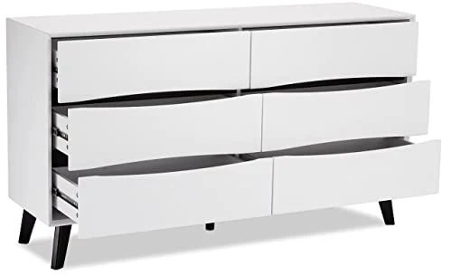 Ibbe Design Cassetti Armadietto Cassettiera Bianco Nero Credenza con 6 Cassetti di Stile Moderno Scandinavo Lyon per Soggi...