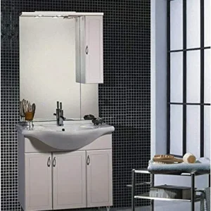 Ideastella - COMPOSIZIONE BAGNO COMPLETA Toscany da 85 cm Mobile + Lavabo ceramica + Specchio con Pensile + Lampada