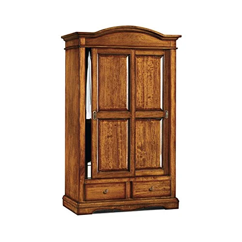 InHouse srls Armadio con Ante scorrevoli, Arte povera, Legno massello e MDF con rifinitura Noce Lucido - Mis. 122 x 59 x 200