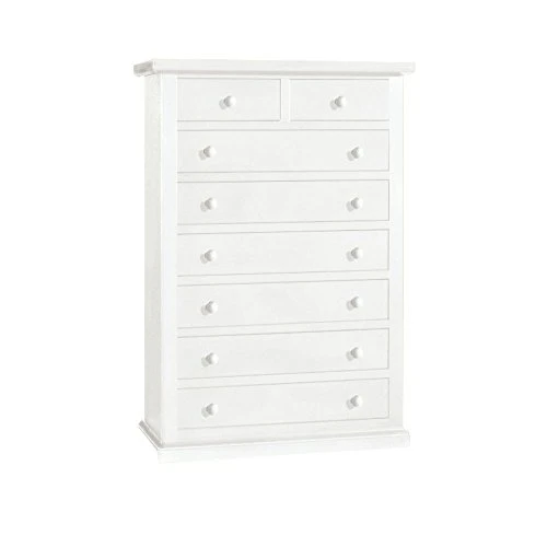 InHouse srls Cassettiera con 8 cassetti, Arte povera, Legno massello e MDF con rifinitura Bianco Opaco - Mis. 87 x 45 x 127
