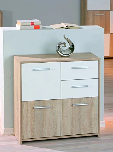 Inter Link Comò Truciolare, Decoro Sonoma Rovere, Bianco