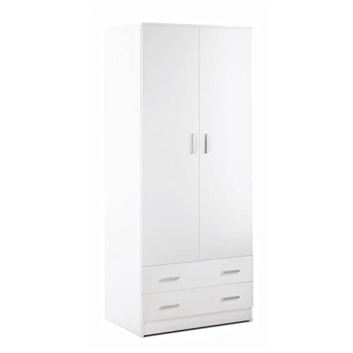 Armadio 2 ante 2 cassetti H182 L77 P52 Cm colore Bianco Liscio 456k iperbriko