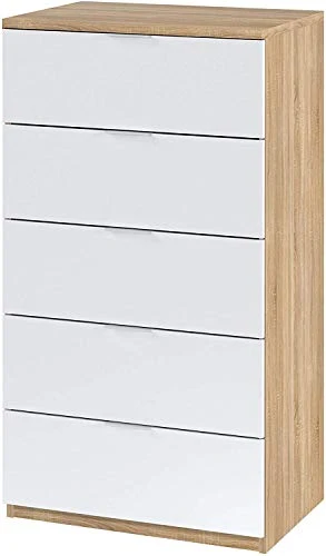 iperbriko Cassettone cassettiera Camera Bianco Rovere cm 60 x 40 x 110 h