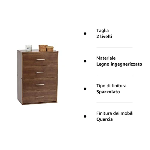 Iris Ohyama, Mobile con cassetti Maniglie e guide/ 4 cassetti Cassettiera legno, Display e scena, design moderno, Sala da...