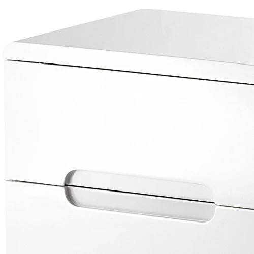 Julian Bowen Manhattan, lucido, comodino con cassetti, legno, bianco
