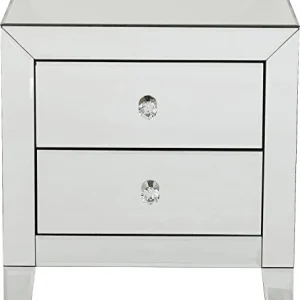 Kare Luxury Comò con 2 Cassetti, Bianco (Argento), 50 x 49 x 41 cm