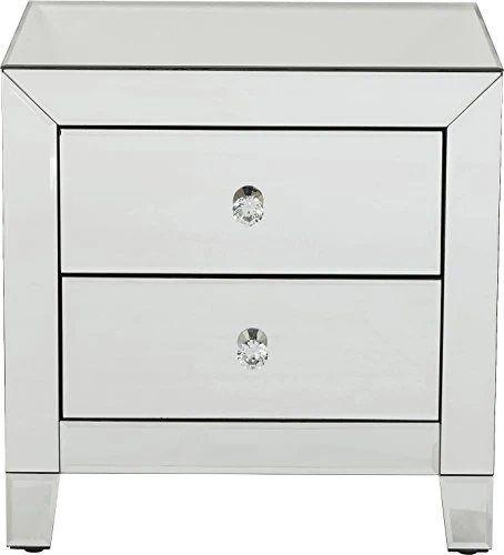 Kare Luxury Comò con 2 Cassetti, Bianco (Argento), 50 x 49 x 41 cm
