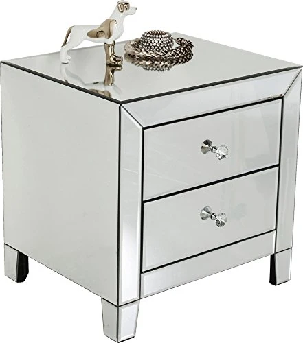 Kare Luxury Comò con 2 Cassetti, Bianco (Argento), 50 x 49 x 41 cm