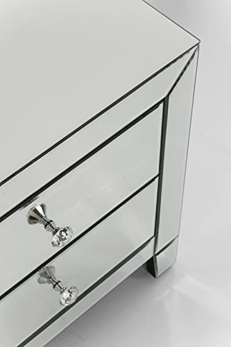 Kare Luxury Comò con 2 Cassetti, Bianco (Argento), 50 x 49 x 41 cm