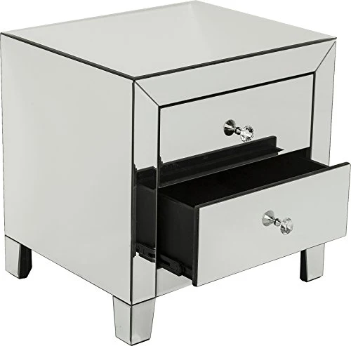 Kare Luxury Comò con 2 Cassetti, Bianco (Argento), 50 x 49 x 41 cm