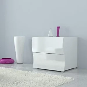 Kasama Comodino Onda Bianco Lucido, Unica
