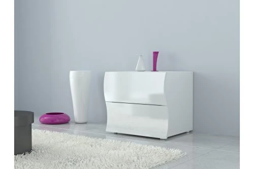 Kasama Comodino Onda Bianco Lucido, Unica