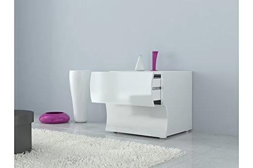 Kasama Comodino Onda Bianco Lucido, Unica