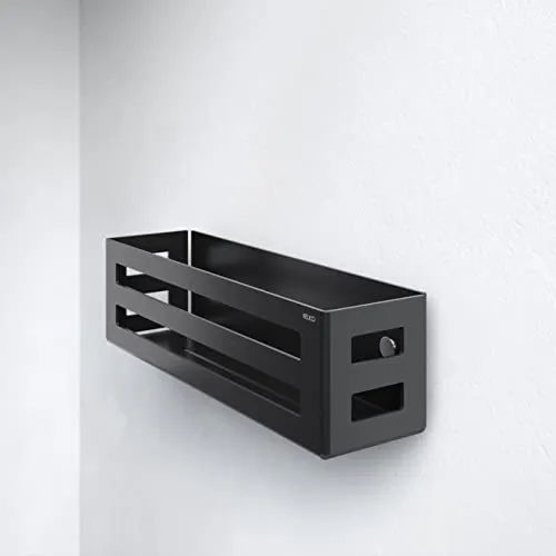 Keuco - Cestino per doccia alluminio, colore nero/grigio, con cestino rimovibile, fessure di scarico, 32 x 9 x 12 cm, mont...