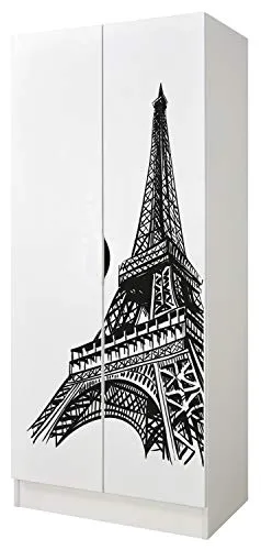 leomark Bianco Armadio funzionale Legno - Roma - con ante scorrevoli, mobiletto per bambini, Stile scandinavo, dim: 161,5...