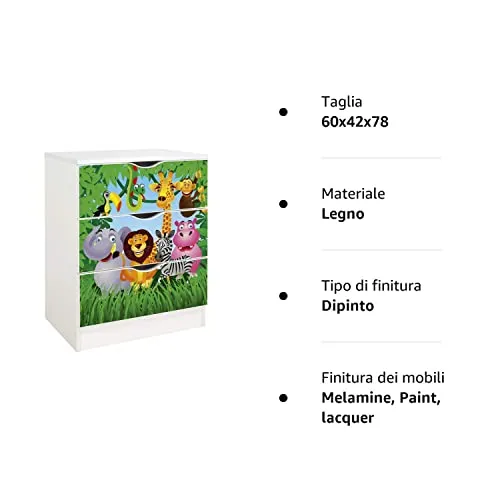 leomark Comodino Cassettiera Legno - Roma - Bianca tavolino con cassetti, Armadietto per Camera da Letto, Stile scandinavo...