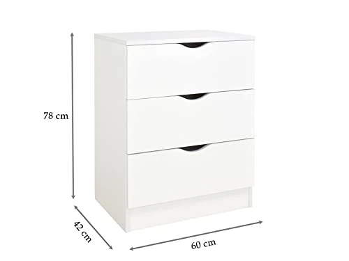 leomark Comodino Cassettiera Legno - Roma - Bianca tavolino con cassetti, Armadietto per Camera da Letto, Stile scandinavo...