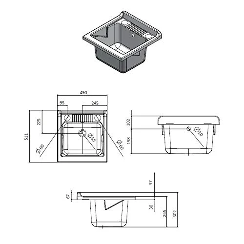 LAVATOIO CR KIT SERIE JUNIOR L50XP50XH85 COMPLETAMENTE RESINA MADE ITALY lidraulichese