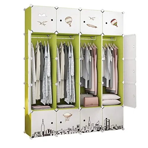 Armadio Armadio Armadio Rimovibili di Plastica di 20 Porte 8-Gitter Scaffali Abbigliamento Home Camera Verde 147X47X183CM...