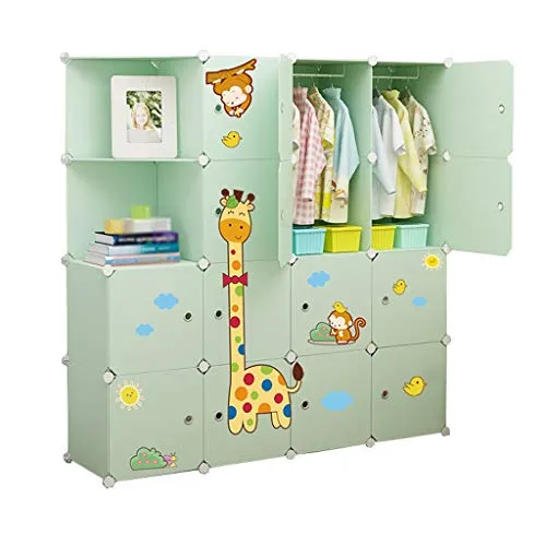 Locker 10-Gitter Armadio 2-Hanging Archivi Rimovibili di Plastica Scaffali 14 Porte Abbigliamento Home Camera Verde 147X47...