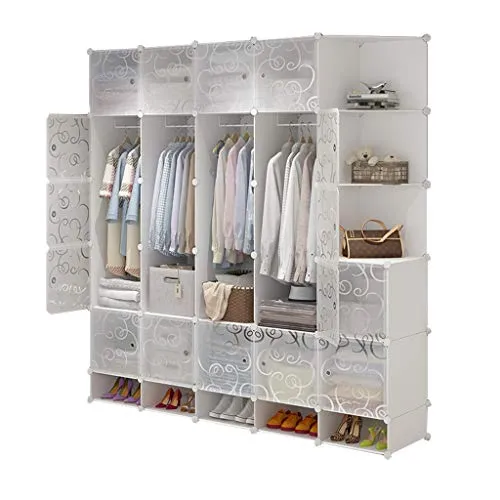 Locker 10-Gitter Armadio Scarpe-Bit di Plastica 22-Porta Angolo Scaffali Abbigliamento Home Camera da Letto Bianco 183X47X...
