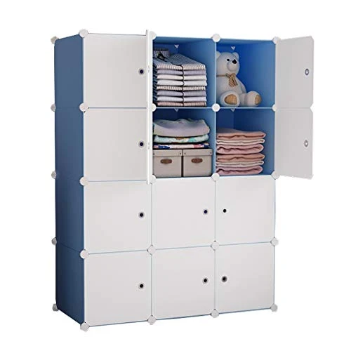 Locker 12-Porte Armadio Organizzatore di plastica 12-Gitter Ripiani Robusta Abbigliamento Piedi Camera da Letto casa Blu 1...