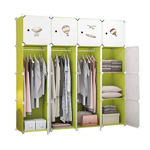 Locker 16-Porte Armadio Armadio 3-Hanging Archivi Rimovibili di Plastica 7-Gitter Scaffali Abbigliamento Home Camera Verde...