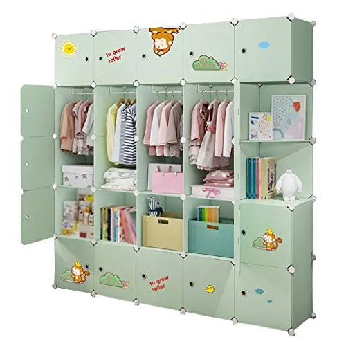 Locker 23-Porte Armadio 4 Hanging Archivi Rimovibili di Plastica 15-Gitter Angolo Scaffali Abbigliamento Home Camera Verde...