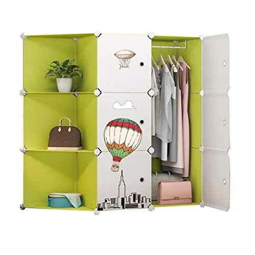 Locker 3-Gitter Armadio Armadio Hanging Rimovibili di Plastica 6-Porta Angolo Scaffali Abbigliamento Home Camera Verde 111...