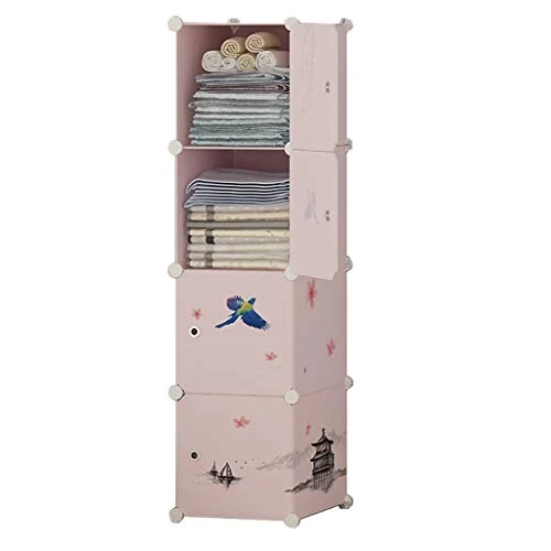 Locker 4-Layer Armadio Organizzatore di Plastica 4 Porte 4-Gitter Scaffali Abbigliamento Robusto Home Camera Rosa 39X37X14...