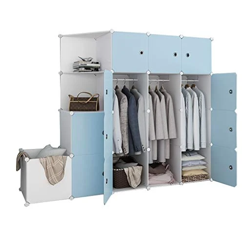 Locker 5-Gitter Armadio Sporchi Abbigliamento Benna 3-Hanging di Plastica Scaffali 14 Porte Abbigliamento Home Camera Blu...