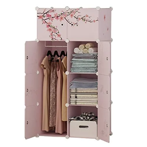 Locker Inizio Armadio Armadio D'attaccatura di Plastica 8-Porte 2-Gitter Scaffali Abbigliamento Piedi Camera da Letto Rosa...