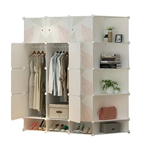 Locker Plastica 12-Door 7-Gitter Angolo Scaffali Abbigliamento Home Camera da Letto Bianco 147X47X165CM Bagagli Armadio Sh...