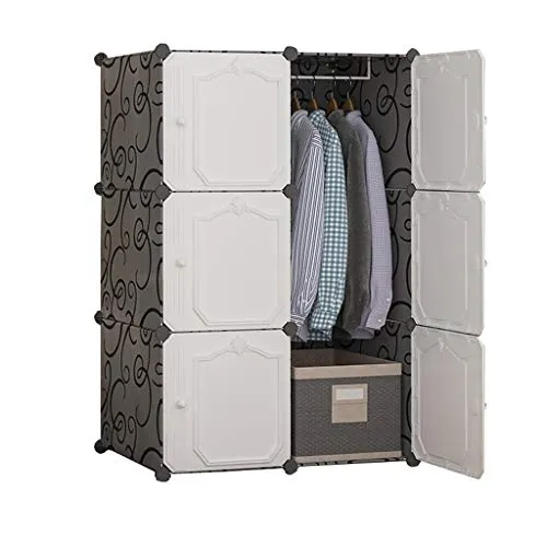 Locker 6 Porte Armadio Hanging Organizer di Plastica 3-Gitter Scaffali Abbigliamento Deeper Home Camera Bianco 76X47X111CM...
