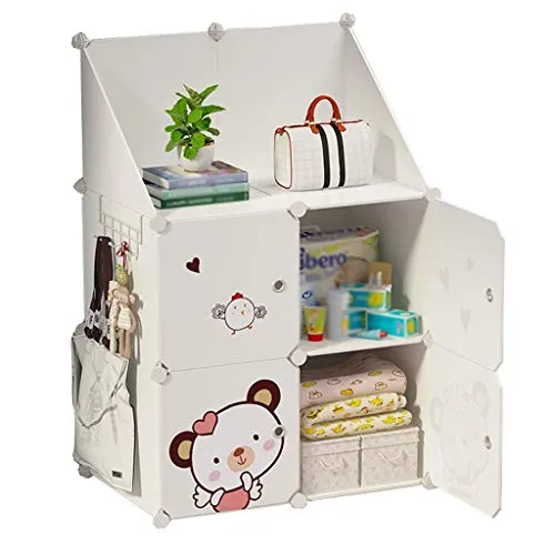 Locker 4 Porte Comodino Armadio plastica Ripiani 3 Strati di Vestiti Piedi Cube Home Camera Bianco 75X37X96CM MUMUJIN