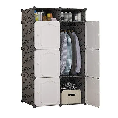 Locker Rack Armadio Armadio D'attaccatura di Plastica 6 Porte 4-Gitter Ripiani Vestiti Standing Robusta Home Camera Bianco...