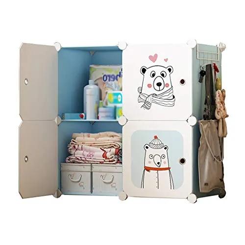 Locker Robusto Armadio Armadio Rimovibili di Plastica 4 Porte Ripiani 4 Gitter Deeper Abbigliamento Home Camera Blu 75X37X...