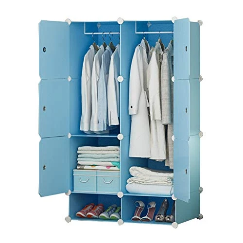 Locker Scarpe-Bit Armadio 2-Hanging Organizer di Plastica 6 Porte Gitter Scaffali Abbigliamento Home Camera Blu 76X47X111C...